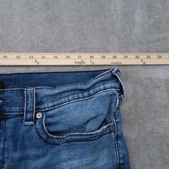 True Religion Jeans Mens 40x34 Blue Rocco Relaxed Skinny Whiskered Stretch - Picture 8 of 16
